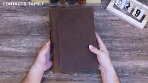 Handmade leather book cover with pen slot zipper genuine leather book sleeve book protector scripture cover book storage handbag portable prayer book