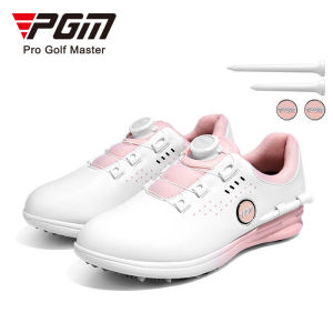 PGM Golf Waterproof Pink White Women Golf Sport Hiking Shoe with Golf Tee Hole and Golf Mark