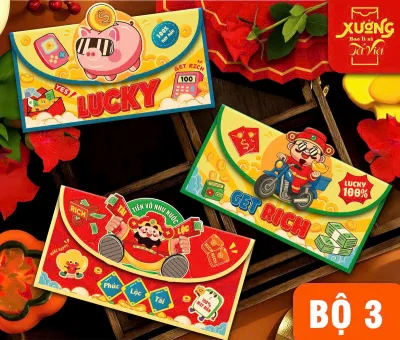 Set 3 Bao Lì Xì Ngang Phong Thư Lì Xì Tết 2026 Hot Trend (Chọn Mẫu)