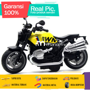 Diecast Miniatur Mainan Motor Motoran Moge BMW Model Besi Metal LED