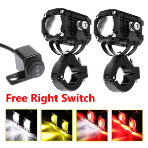 Upgraded LED Motorcycle Driving Spotlight IP68 Waterproof Colorful Light with Flashing Modes 4 Color