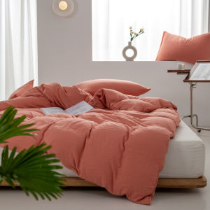 Dansunreve Duvet Cover Plain Washed Cotton Quilt Cover Japanese Hotel Duvet Cover with Zipper High Quality Comforter Cover Single/Queen/King/Super King