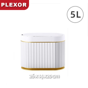 Plexor 5L Mini Desktop Trash Can with Lid Slim Plastic Countertop Automatic Garbage Can Kitchen Compost Bin Intelligent Commercial Tiny Motion Sensor Waste Basket for Bathroom Coffee Bedroom Office