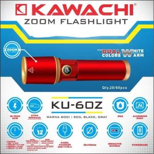 Senter Cas LED Laser 2 Warna Cahaya Putih & Kuning Zoom In Out Alumunium 12 Mode Waterproof Tahan Air Super Terang Kawachi KU-160Z/KU-120Z/KU-60Z