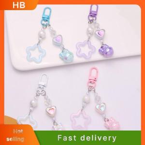 HB Hollow Pentagram Y2k Star Keychain Bell Pendant Cute Charm Key Ring Handbag Lanyard Accessories Car Hanging Trinket Key Holder
