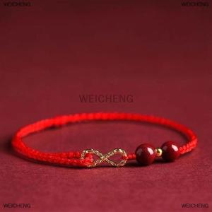 [COD] WEICHENG Fashion Simple Lucky Bracelets For Women Men Handmade Braided Infinity Symbol Couple Bracelets Cinnabar Bead Bracelet Gifts
