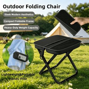 Portable Pocket Foldable Folding Stool Ultralight Compact Lightweight Steel Frame Canvas Camping Chair Attractive Design Outdoor Foldable Seat for Travel Mountaineering Fishing Hiking Hunting