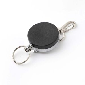 Metal Retractable Keychain Heavy Duty Self-Retractable Belt Clip and Key Ring for Name Card Keychain
