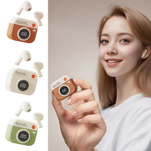 DOUBLEL In-Ear Wireless Headphones Retro Camera with Touch Control HiFi Stereo Headphone Earbuds Long Battery Life Sports Headset Air-conduction