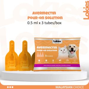 Lokies Dewormer Tick and Flea Spot Treatment Deworming Cats & Dogs Anti-Flea Drop Anti-Itching Ubat Kutu Kucing Ubat Kutu Anjing 3 PCS