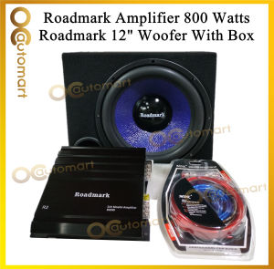 Package Set Roadmark R2 Amplifier 12 inch Woofer With Box Roadmark 2ch Amp Woofer With Box installation Wire Kit
