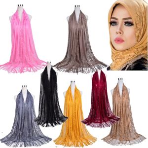 UNIITY Premium Quality Super Stretch Luxury Shawl Women Girls Headwear Head Wrap Hollow Tassel Scarf Hijab Shawl Scarf Head Scarves