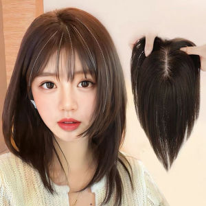 Top wig real hair air bangs wig covering sparse white hair women summer hair replacement supplies