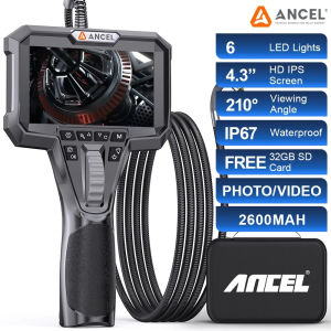 ANCEL AN301 210 °Industrial Endoscope 6.2MM Single Camera Steering Mirror 4.3-inch Screen 1.6-meter-long Copper and Hard Material Camera Endoscope