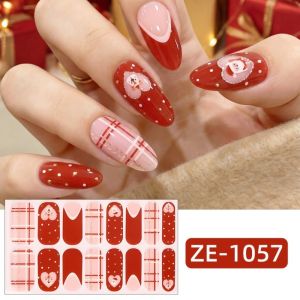 MI LI Oval Press-On Christmas Nail Sticker DIY Nail Art Nail Decoration Stickers Cute Designs Self Adhesive Manicure Stickers Christmas