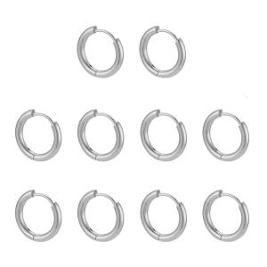 10Pcs Steel Huggie Hoop Earring Cartilage Lobe Piercing Earring Hinged Earring Allergy Resistant Gifts