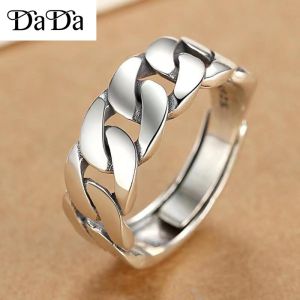 Ring Mens Original 925 Sterling Silver Cutout Woven Jewelry Opening Adjustment