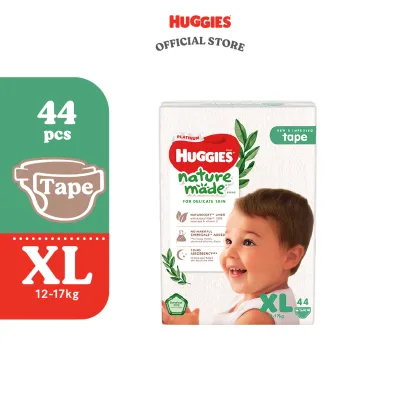 Huggies Naturemade Tape Diapers M64/L54/XL44 (1 Pack) - No harmful chemicals super premium diapers for baby