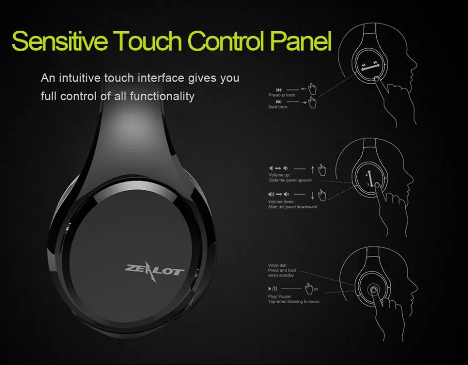 Zealot B21 Super Bass Stereo Wireless Bluetooth Headphone Touch