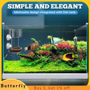 Butterfly หลอดอะคริลิกใส่อาหารปลาที่ใส่อาหารปลาพร้อมถ้วยดูดสำหรับ2025ตู้ปลาใหม่