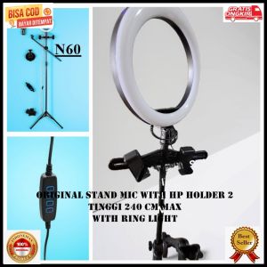 N60 ORIGINAL BETAVO STAND MIC 240 CM LIVE KONTEN HOLDER HP2 CABANG PRODUK STAND HANDPHONE DUAL DOUBL