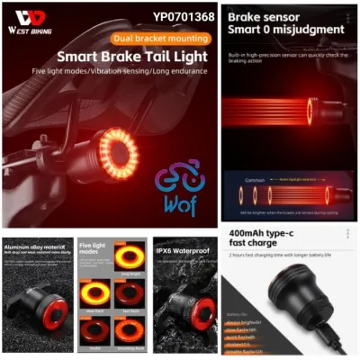 WEST BIKING 368 Lampu Belakang Sepeda Alloy 2 Bracket Bike Tail Light