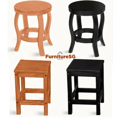 Round or Square Soild Wooden Stool in 2 colours