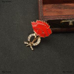 [COD] Big House Alloy Red Flower Brooch Elegant Rhinestone Plant Suit Pin Lapel Pin Wedding Banquet Party Jewelry Gift For Women Girls