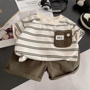 Baby Boy Clothes Summer Outfit Set Striped Short - Sleeve T - shirt + Casual Shorts 2- Piece Set