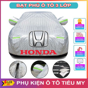 Bạt Phủ Xe Ô Tô 3 Lớp Tráng Nhôm Cao Cấp HONDA CRV Brio City HRV Accord Civic Jazz Chống Nóng Chống Nước Có Khóa Kéo Cánh Cửa Có Phản Quang