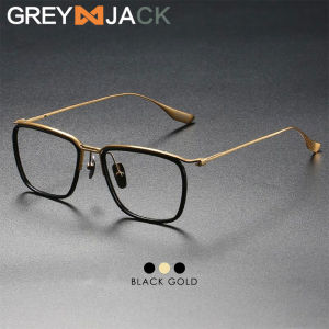 Grey Jack Frame Kacamata Titanium Model Kotak Ringan Fahionable Pria Wanita Bisa Minus Style Vintage Bisnis DLX 106
