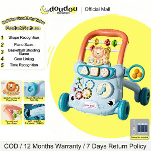 doudou Multi-Functional Baby Walker Push Toddler Trolley-Early Learning Stand Kids Toy&Shape Recognition