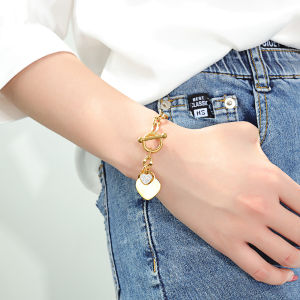 Heart Initial Bracelet Charms Chain Bracelet For Women Stainless Steel Bracelet Birthday Christmas Jewelry Gift for Girls