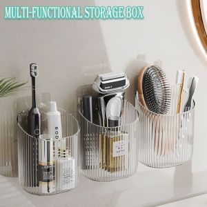 DAWEIF Punch-Free Bathroom Storage Rack Wall Mounted Transparent Razor Storage Box Fashion Multi-Functional Toothpaste Holder