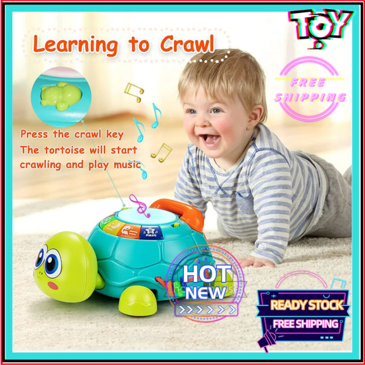 NEW】Baby Toys 6-18 Months Music Turtle Crawling Light Sound Music
