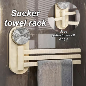Suction Cup Towel Rack Strong Row Traceless Rotatable Towel Holder Wall-mounted 3-Bar Towel Hanger