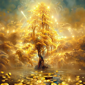 【Ship in 24H】招财 墙贴 Wealth Wall Stickers招财祥瑞金钱树壁画贴纸中国风转运聚财墙贴客厅书房风水画