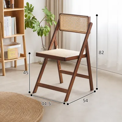 Nordic Wooden Rattan Chair – Foldable Study Chair Resort-Style Minimalist Design