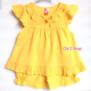 Đồ bộ tole lanh bé gái C2H22 quần áo trẻ em sơ sinh áo cánh tiên quần đùi trẻ em dưới 3 tuổi đồ bộ mặc nhà giá rẻ thoáng mát