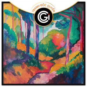 Tranh phong cảnh trừu tượng khu rừng đơn giản tranh treo tường dán tường trang trí hiện đại decor nội thất.CGI-765