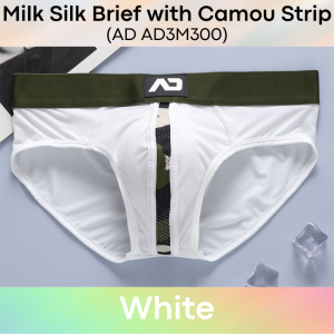 Mens Brief: Milk Silk Brief with Middle Camou Mesh Strip Underwear (AD3 M300)