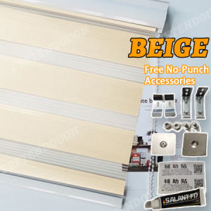 NO-Drill Korean Blinds Curtain Blackout Roller Blinds For Window Blackout Korean Blinds Venetians Duo Roller Blinds Curtain Office 60/70/80/90/100/110/120/130/140/150/160/170/180x160CM