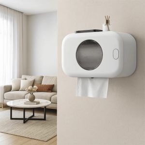 NEXTGENYUN Visible Window Wall-Mounted Tissue Holder Waterproof Suction Cup Mount Toilet Paper Storage Space Saving No Drilling Tissue Storage Box Bathroom