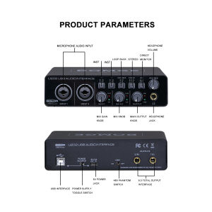 AUDIO ELEMENT U202 USB Audio Interface with Mic Preamplifier XLR/TSR/TS Ports48V32-Bit/192kHz Resolution for computer recordingStreaming Podcasting