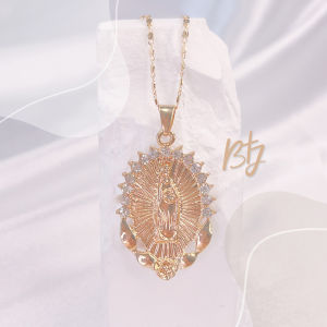 BTJ Virgin Mary Pendant Necklace Religion Totem Relief Portrait Crystal Zircon Hip-hop Necklace