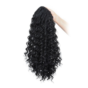 JON09 Synthetic Kinky Curly Ponytail Hair Ombre 18Inch Drawstring Clip Hair Extension Hair Accessories Fake Short Fluffy Curly Hairpiece for Women