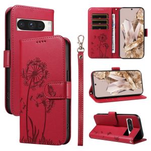 Anti-Fall Phone Case For Google Pixel 9 9A 9 Pro XL / Google Pixel 8 8A Pro / Google 7 7A 7 Pro Dandelion Magnetic Leather Wallet Card Slot Flip Case Casing