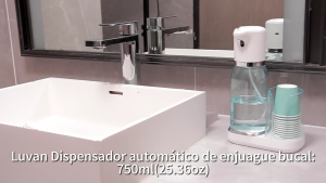 Electric Mouthwash Dispenser Double Volumes Control 25oz Capacity Mouthwash Container With AntiSlip Base For Sink Area