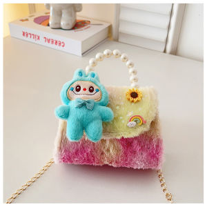 BJ43950 - YELLOW/RAINBOW/PURPLE/PINK/GREEN TAS ANAK SLEMPANG LABUBU HANDBAG TAS WANITA FASHION IMPORT MODIS ELEGAN TERMURAH TERLARIS TERBARU TAS BATAM BQ3950