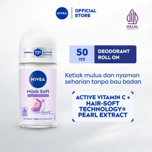 NIVEA Deodorant Roll On Brightening Hijab Soft 50ml - Deodorant wanita mencerahkan dan melembutkan dengan wangi segar tahan lama